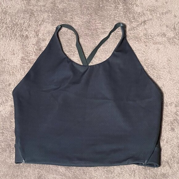 Superdry women's bra US6 flex cropped open back linear print green - Picture 1 of 7